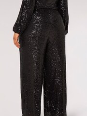 Apricot Black Sequin Palazzo Trousers - Image 2 of 4