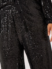Apricot Black Sequin Palazzo Trousers - Image 4 of 4