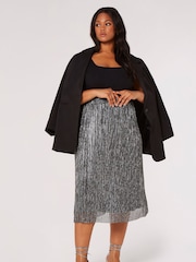 Apricot Silver Plisse Midi Skirt - Image 3 of 4