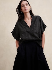 Banana Republic Black Laurel Linen Cotton Top - Image 1 of 4