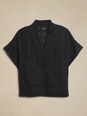 Banana Republic Black Laurel Linen Cotton Top - Image 4 of 4