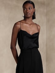 Banana Republic Black Charlotte Cowl Neck Silk Camisole - Image 1 of 5