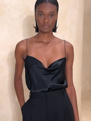 Banana Republic Black Charlotte Cowl Neck Silk Camisole - Image 4 of 5