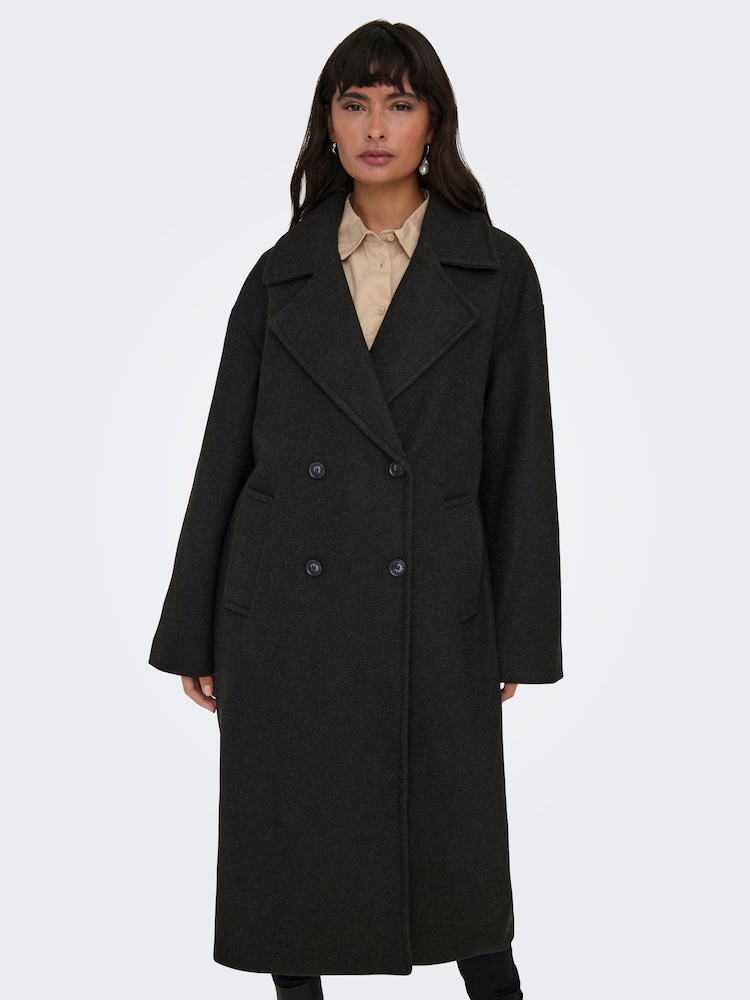 ONLY Black Tailored Double Breasted Coat - Image 1 of 5