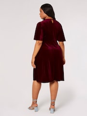 Apricot Red Velvet Flare Midi Dress - Image 2 of 4