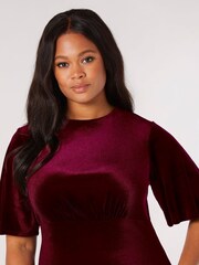 Apricot Red Velvet Flare Midi Dress - Image 4 of 4