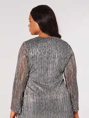 Apricot Silver Plisse Angel Sleeve Wrap Top - Image 2 of 4
