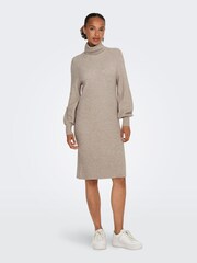 ONLY Brown Knitted Rollneck Dress - Image 1 of 6