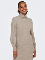 ONLY Brown Knitted Rollneck Dress - Image 3 of 6