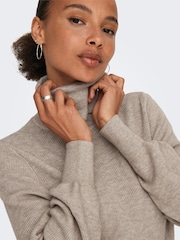 ONLY Brown Knitted Rollneck Dress - Image 4 of 6
