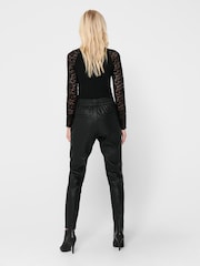ONLY Red High Waist Tie Waist Coated Trousers - Image 2 of 7