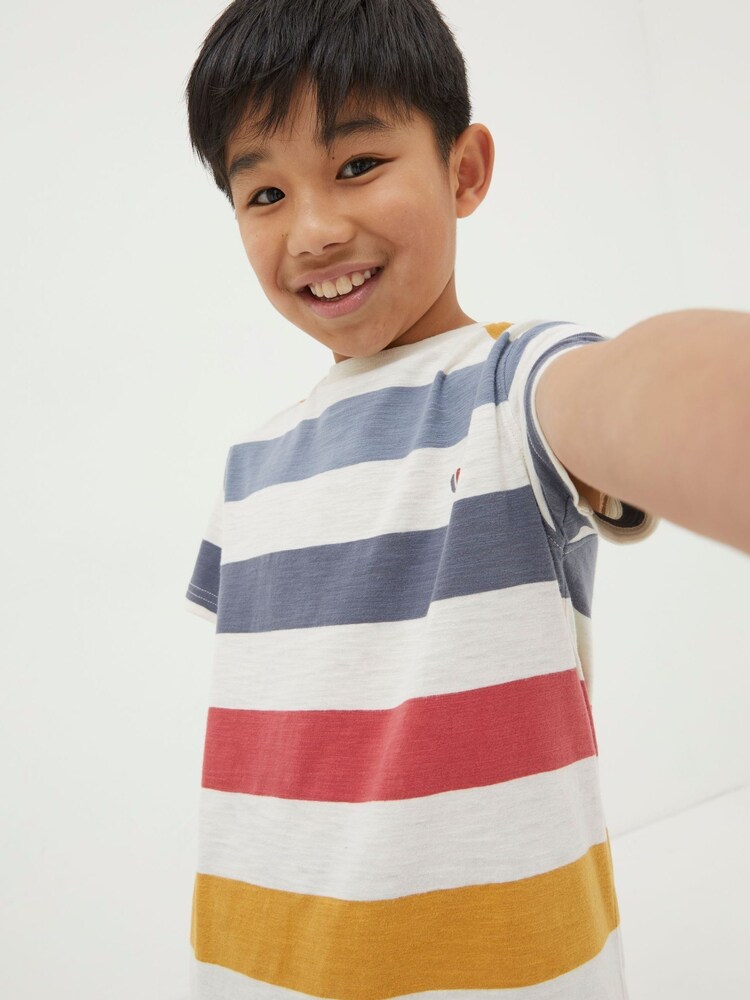 FatFace White Multi Block Stripe T-Shirt - Image 2 of 5