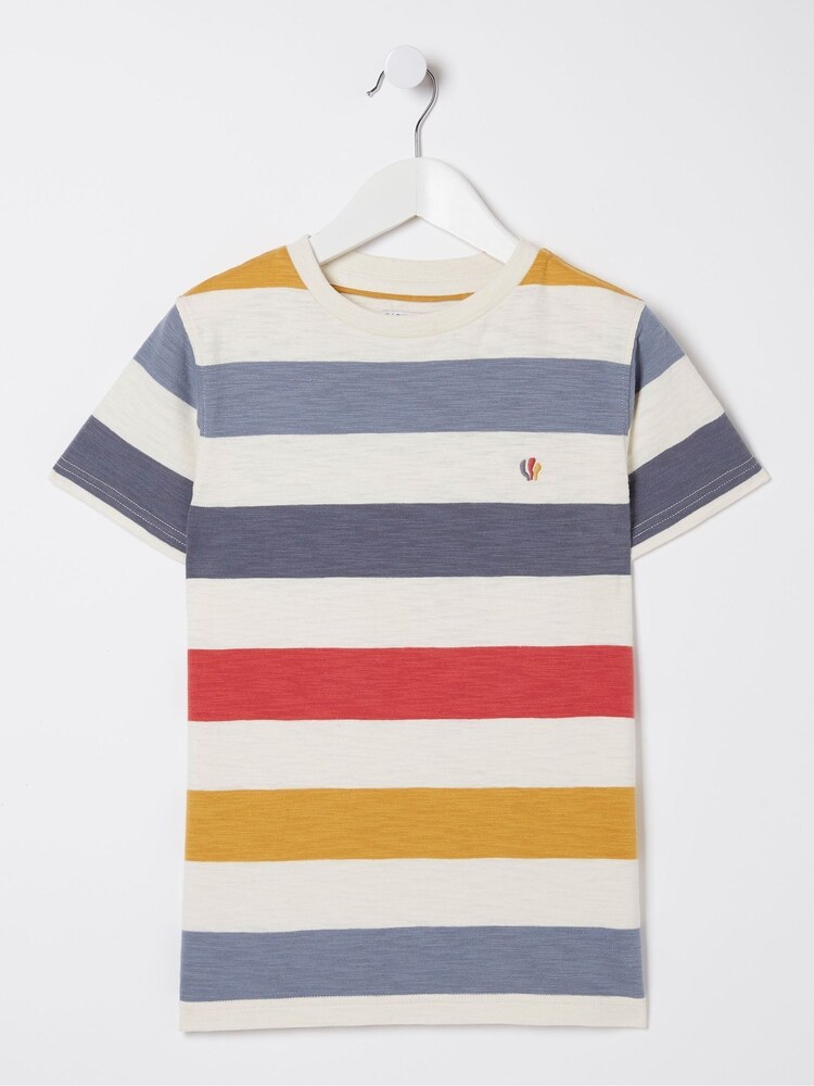 FatFace White Multi Block Stripe T-Shirt - Image 5 of 5