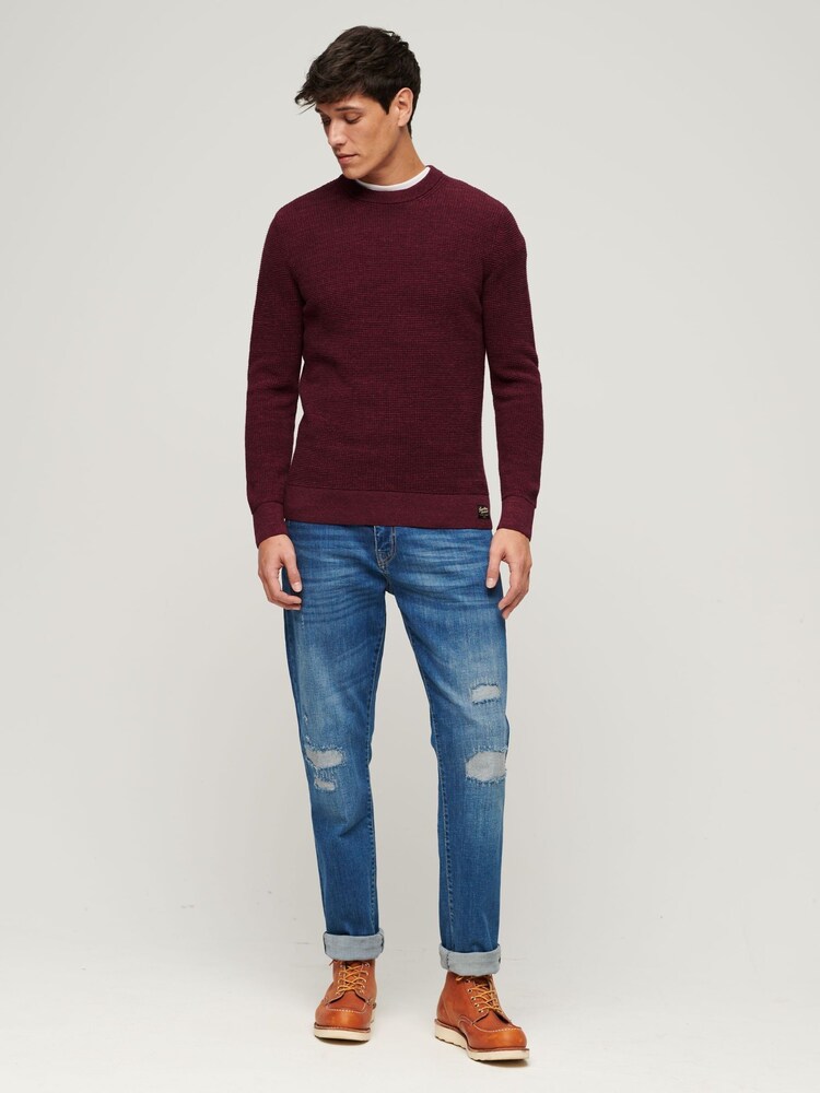 Superdry Red Textured Crew Knit Jumper - Image 2 of 3