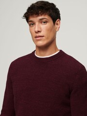 Superdry Red Textured Crew Knit Jumper - Image 3 of 3