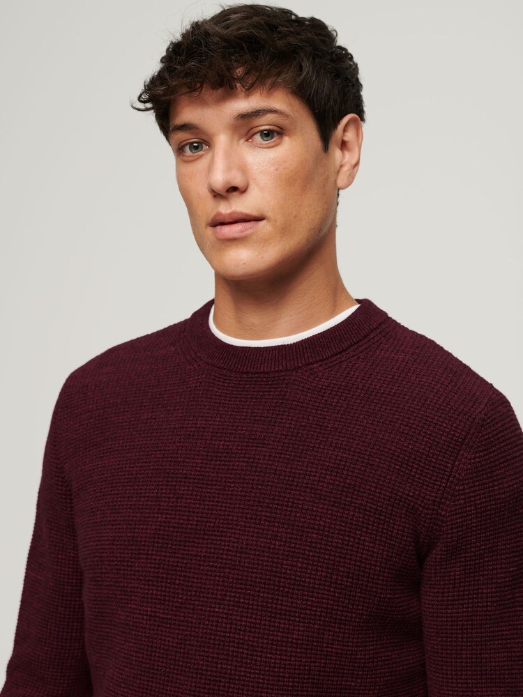 Superdry Red Textured Crew Knit Jumper - Image 3 of 3