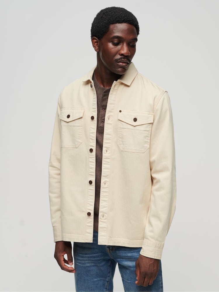 Superdry Nude The Merchant Store Herringbone Overshirt - Image 1 of 3