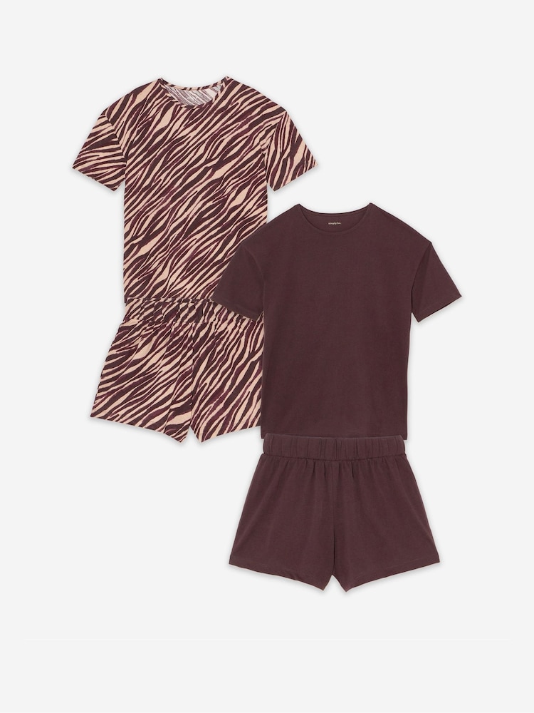Simply Be Purple Animal Print Shortie Set 2 Pack - Image 4 of 4 Simply Be Purple Animal Print Shortie Set 2 Pack - Image 4 of 4
