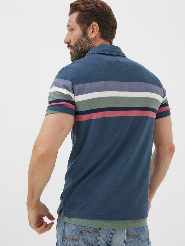 FatFace Blue Perranporth Chest Stripe Polo Shirt - Image 2 of 5