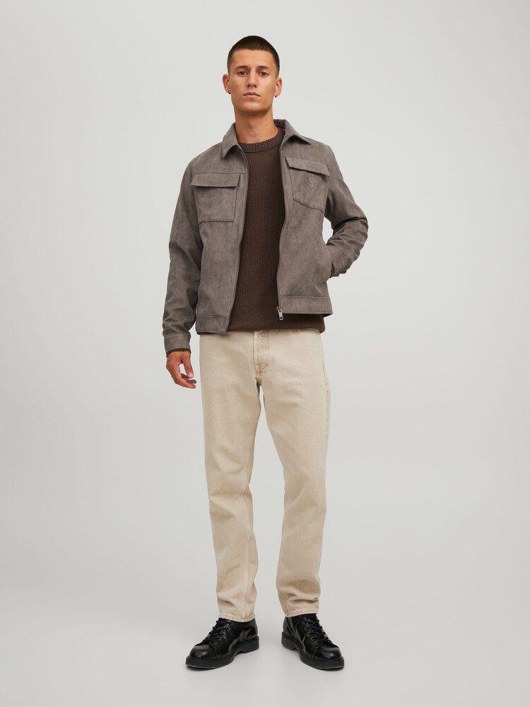 JACK & JONES Brown Faux Leather Utility Zip Up Jacket - Image 2 of 6