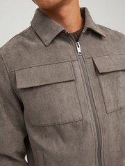 JACK & JONES Brown Faux Leather Utility Zip Up Jacket - Image 4 of 6