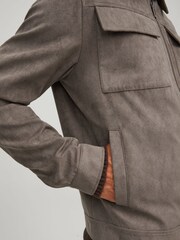 JACK & JONES Brown Faux Leather Utility Zip Up Jacket - Image 5 of 6