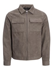 JACK & JONES Brown Faux Leather Utility Zip Up Jacket - Image 6 of 6