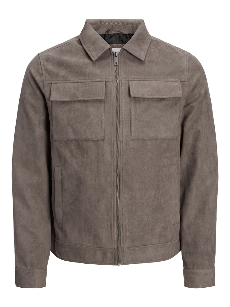 JACK & JONES Brown Faux Leather Utility Zip Up Jacket - Image 6 of 6