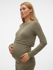 Mamalicious Green Maternity Lightweight Knitted Jumper With Nursing Function - Image 4 of 6