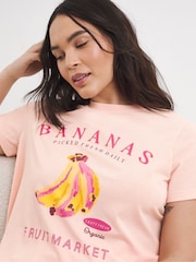 Simply Be Pink Banana Pyjamas Set - Image 2 of 4