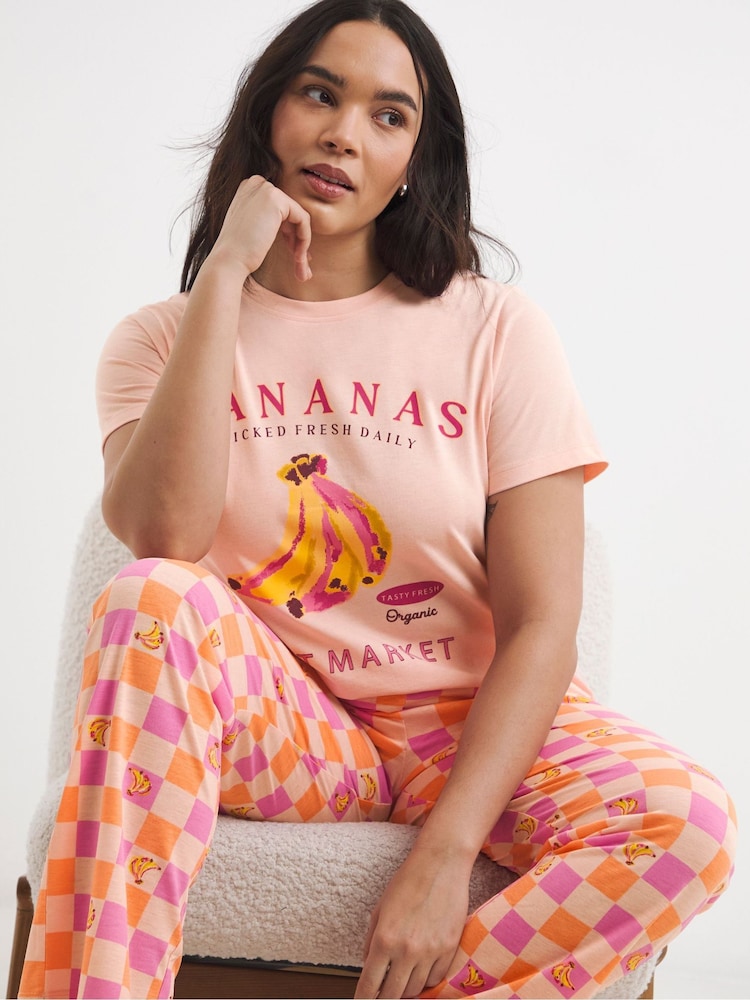 Simply Be Pink Banana Pyjamas Set - Image 4 of 4 Simply Be Pink Banana Pyjamas Set - Image 4 of 4