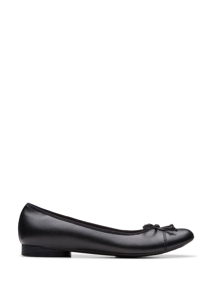 Clarks Black Wide Fit (E) Leather Loreleigh Rae Shoes - Image 1 of 8