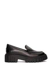Clarks Black Leather Chrome Page Loafers - Image 1 of 7