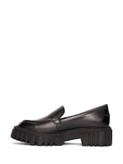 Clarks Black Leather Chrome Page Loafers - Image 2 of 7