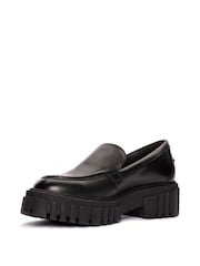 Clarks Black Leather Chrome Page Loafers - Image 4 of 7