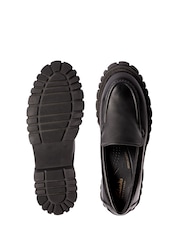 Clarks Black Leather Chrome Page Loafers - Image 7 of 7