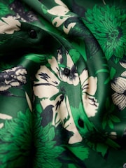 Another Sunday Long Sleeved Satin Black Blouse In Green Floral Print - Image 5 of 5