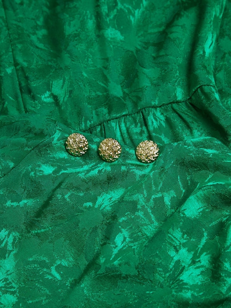 Another Sunday One Shoulder Jacquard Midi Dress With Gold Buttons - Image 5 of 5