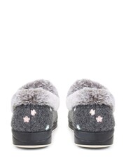 Pavers Grey Floral Faux Fur Slippers - Image 3 of 5