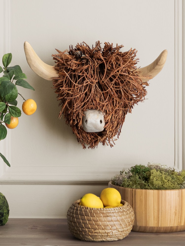Voyage Maison Highland Cow Willow Wooden Sculpture - Image 1 of 2