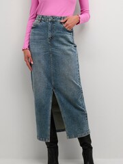 Kaffe Blue Dana Maxi Denim Skirt - Image 1 of 6