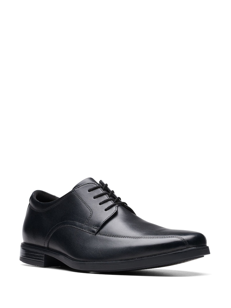 Clarks Black Wide Fit (H) Leather Howard Walk Shoes - Image 3 of 7