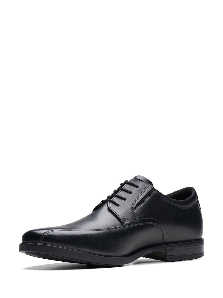 Clarks Black Wide Fit (H) Leather Howard Walk Shoes - Image 4 of 7
