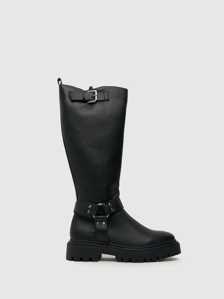 Schuh Dusk Hardware Chunky Knee Black Boots - Image 1 of 4