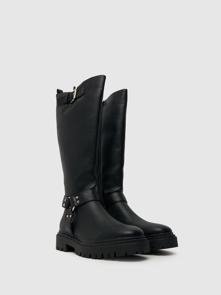 Schuh Dusk Hardware Chunky Knee Black Boots - Image 2 of 4