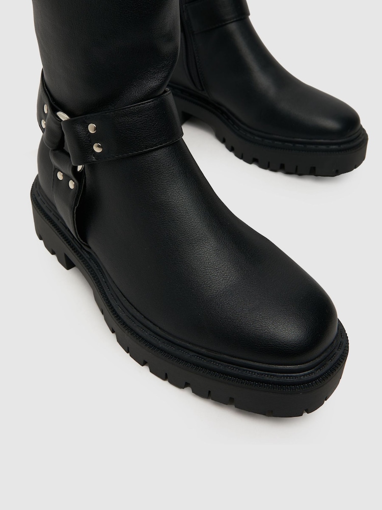 Schuh Dusk Hardware Chunky Knee Black Boots - Image 4 of 4