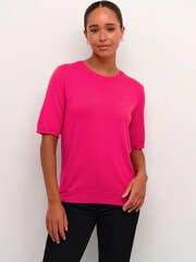 Kaffe Pink Lizza Short Sleeve Pullover Top - Image 1 of 6