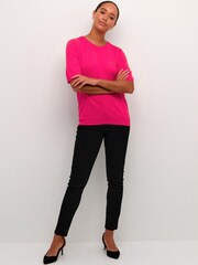 Kaffe Pink Lizza Short Sleeve Pullover Top - Image 3 of 6
