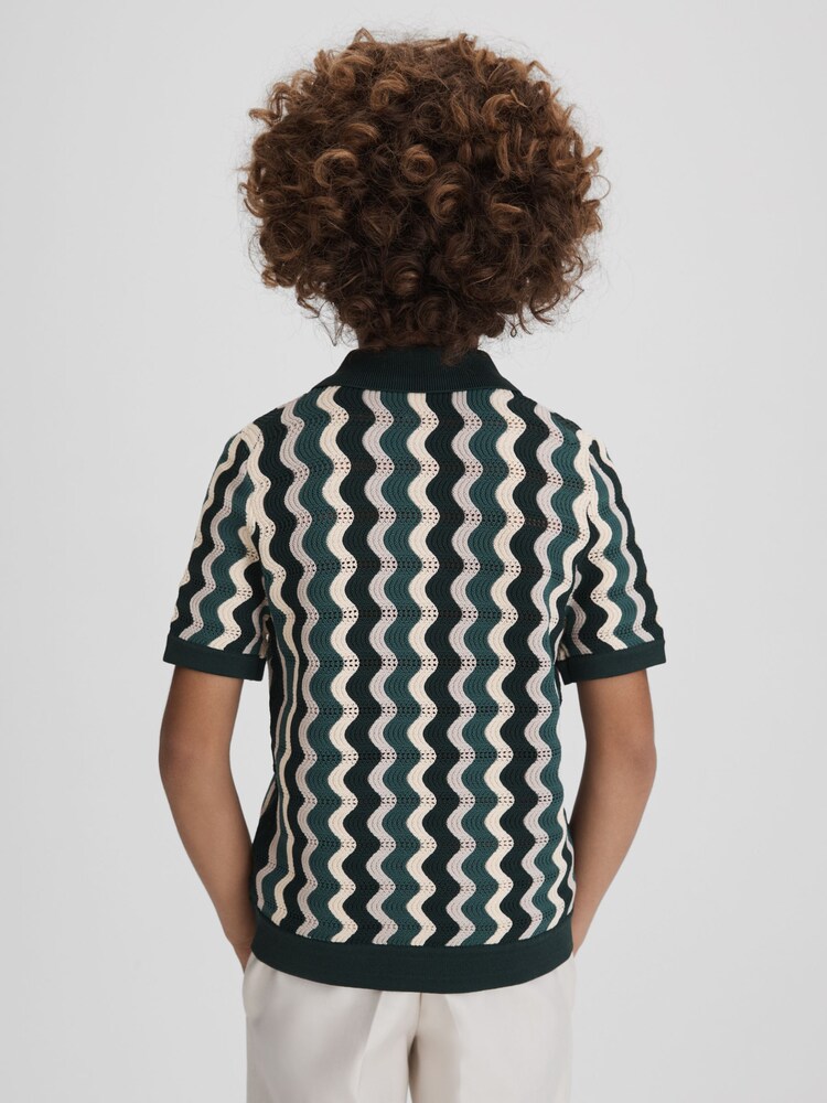 חולצת צווארון קובני סרוגה Reiss וויבס - Image 5 of 6