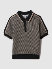 Reiss Hunting Green Brunswick 9-13 yrs Geometric Design Knitted Polo Shirt - Image 2 of 6